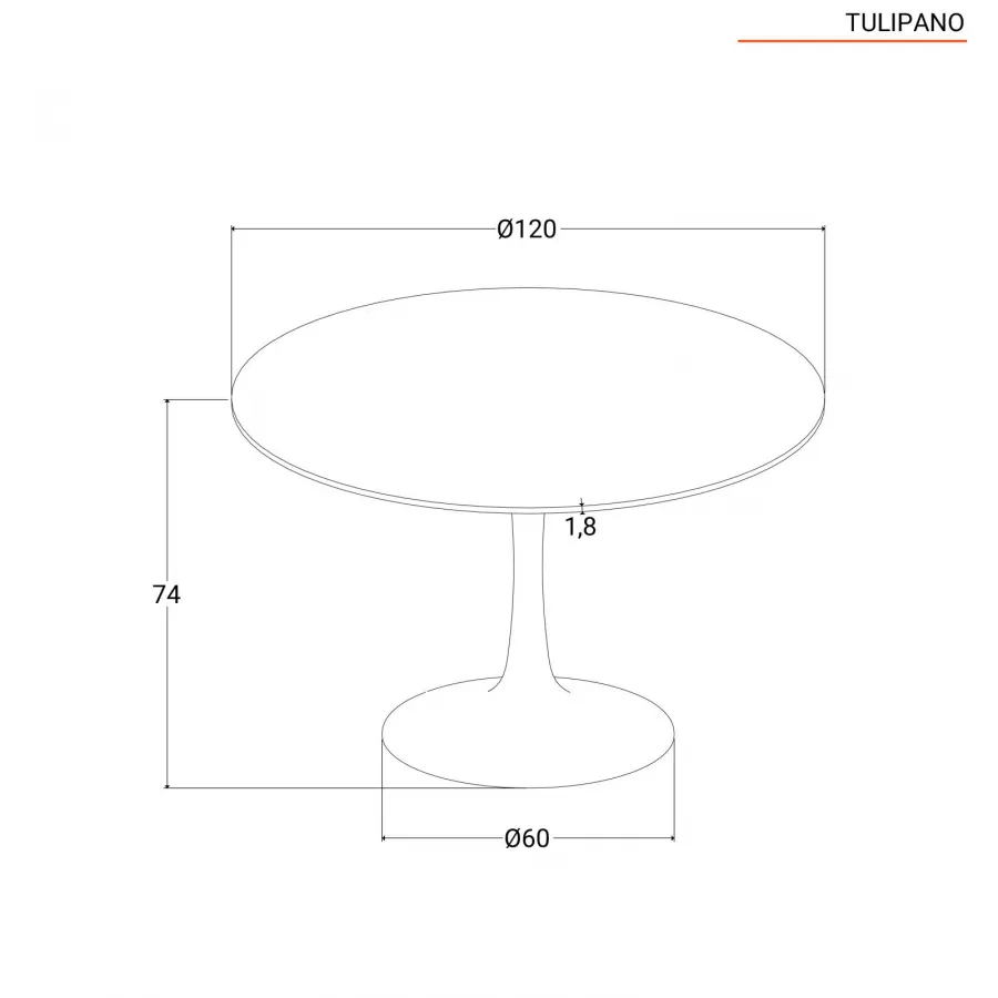 Tavolo da pranzo rotondo 120 cm in legno bianco opaco - Tulipano