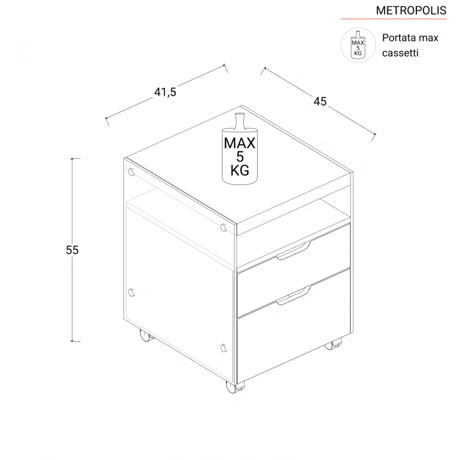 Libreria 90x180h cm in vetro temperato con ripiani e cassetti bianco e  rovere - City