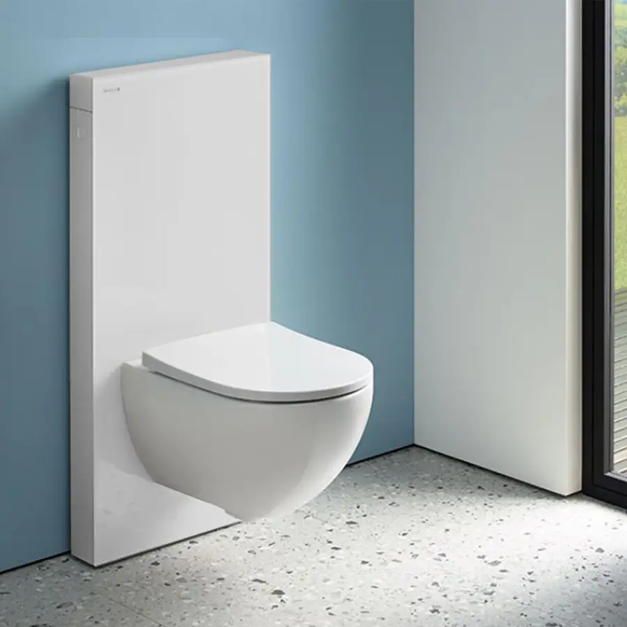 Modulo sanitario 115 cm per wc sospeso luce led vetro bianco Serie Monolith  Plus - Geberit