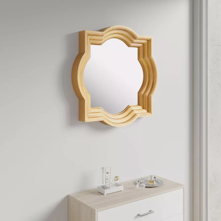 Specchio decorativo da parete 75 cm cornice in legno dorata