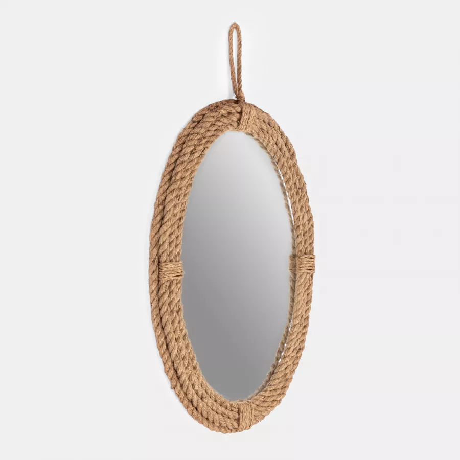 Specchio ovale da parete cornice in fibre di canapa - Cima