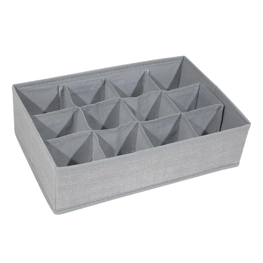 Organizzatore per cassetti tessuto grigio 30 cm con 12 scomparti