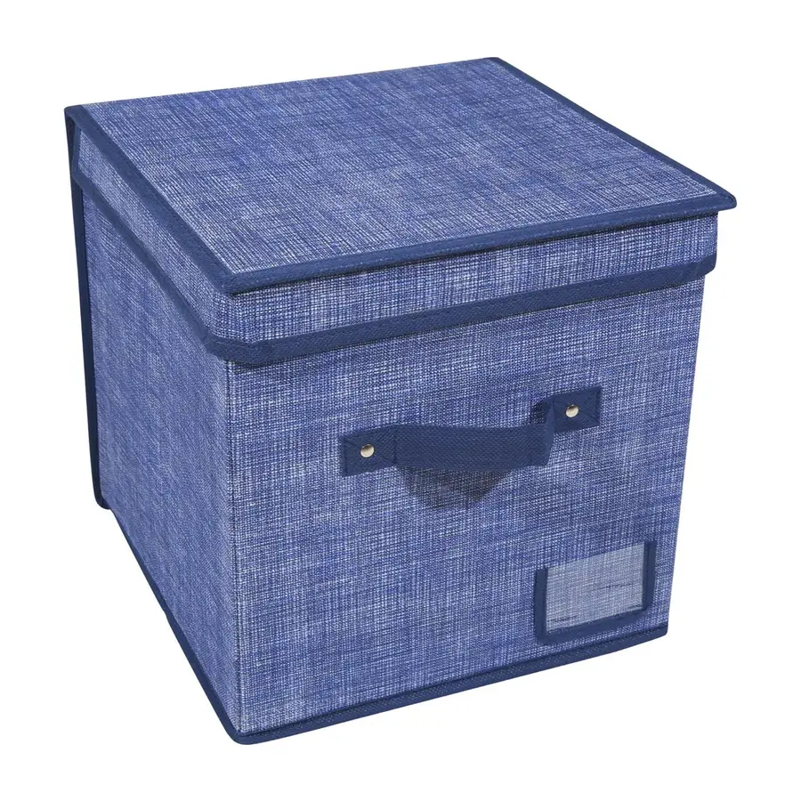Scatola porta oggetti multiuso per accessori o indumenti tessuto blu 30x30  cm