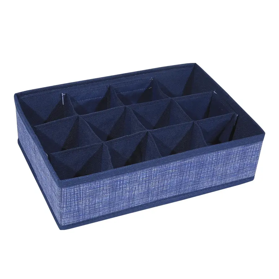 Organizzatore per cassetti tessuto blu 30 cm con 12 scomparti