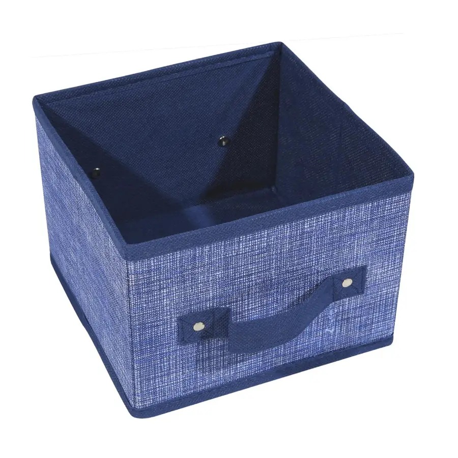 Scatola portaoggetti e accessori tessuto blu 20 cm con manici
