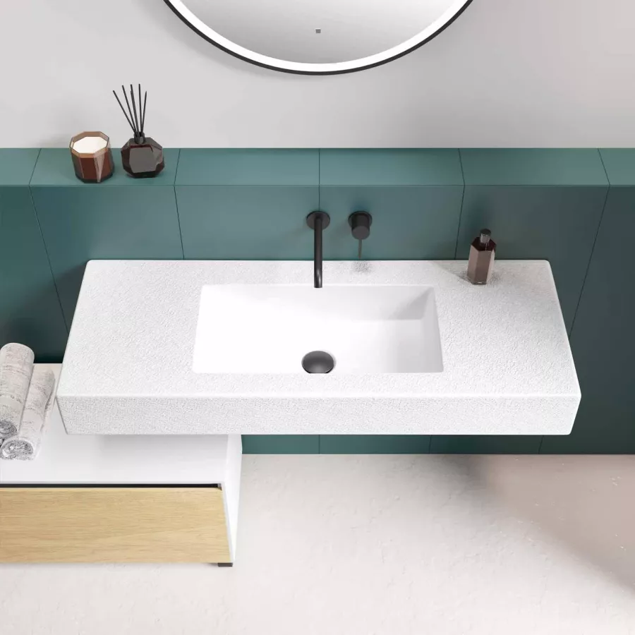 Cassettiera bagno 40 cm con cinque cassetti in rovere e bambù naturale -  Devin