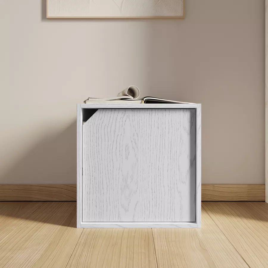 Cubo modulare bianco effetto legno con anta - Puzzle