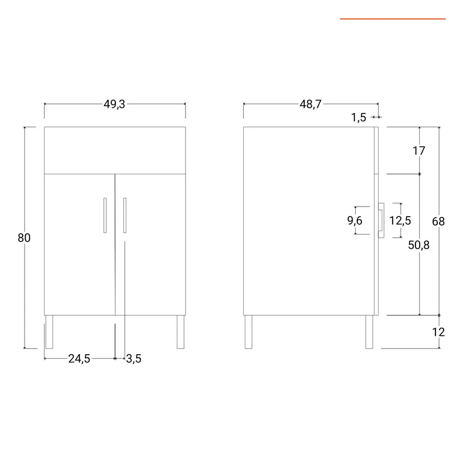 Mobile lavatoio 50x50 rovere neve con asse lavaggio in legno - Lince