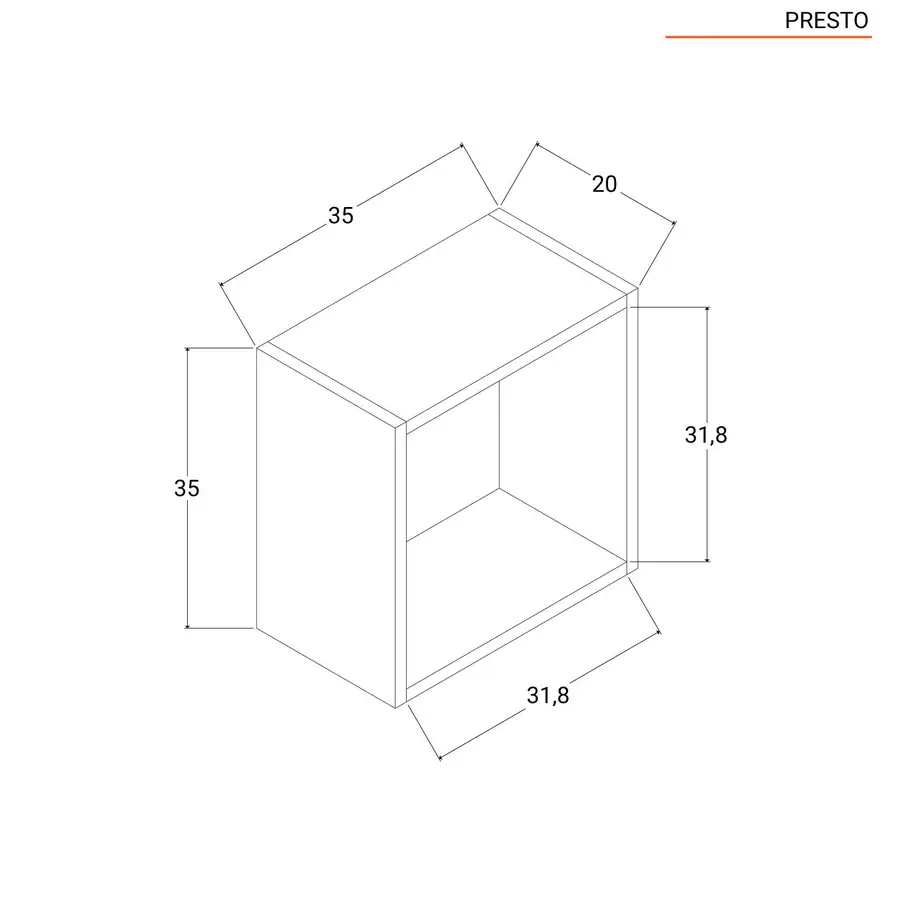 Pensile a giorno sospeso 35x35 cm rovere strip - Presto