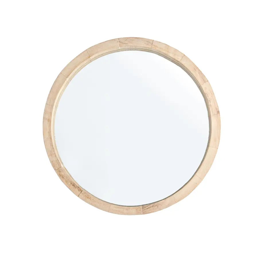 Specchio da parete rotondo Ø42 cm legno finitura naturale