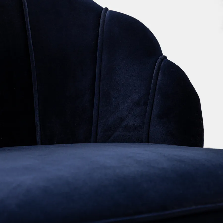 Poltrona A Orecchie In Velluto Blu - Sedia Imbottita Con Schienale Alto E Cuscino, Perfetta Per Leggere E Guardare La TV