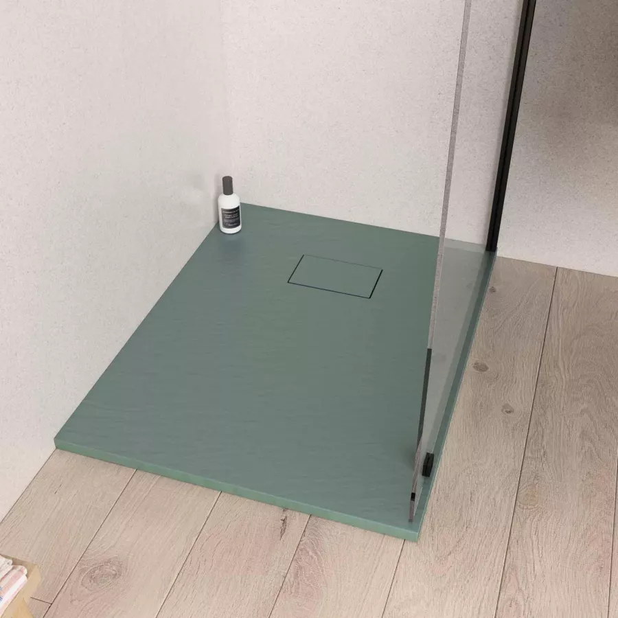 Piatto doccia 90x70 cm ultraslim verde effetto pietra riducibile - Rok