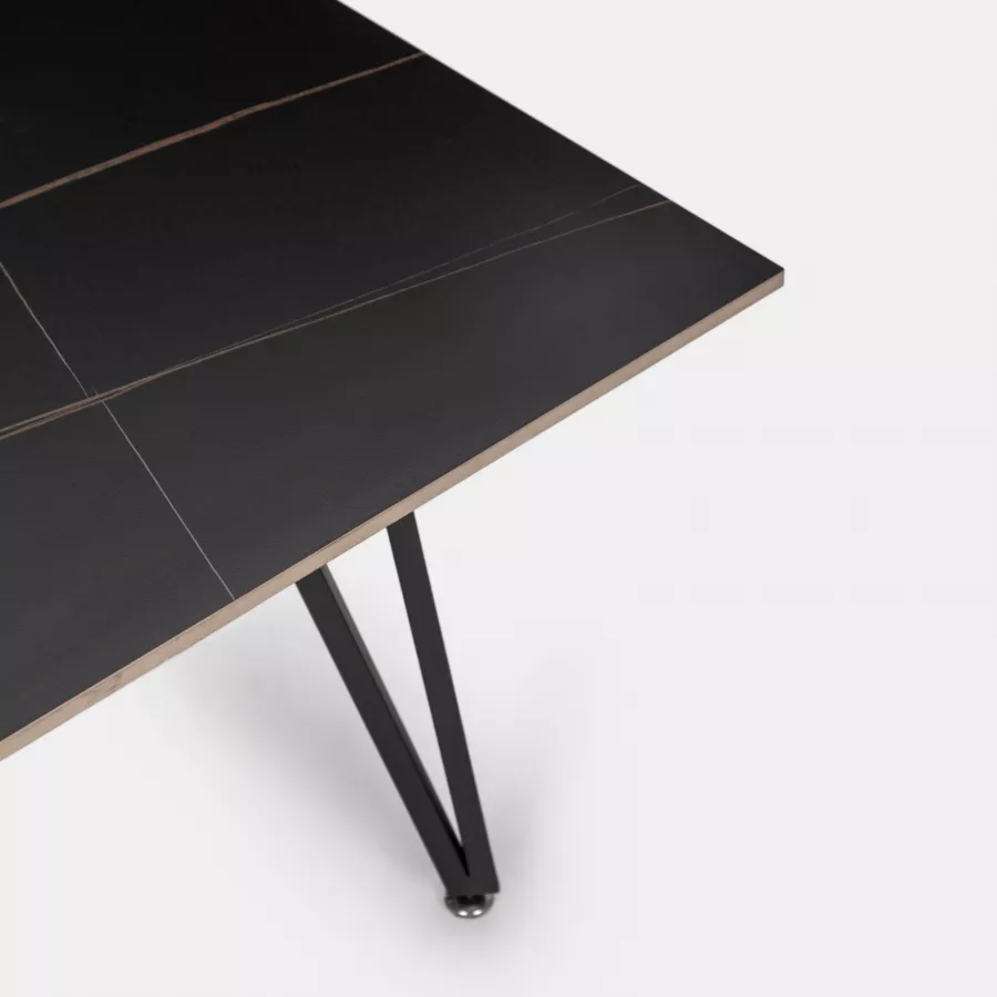 Tavolino 110x60 cm in ceramica effetto marmo nero - Lore