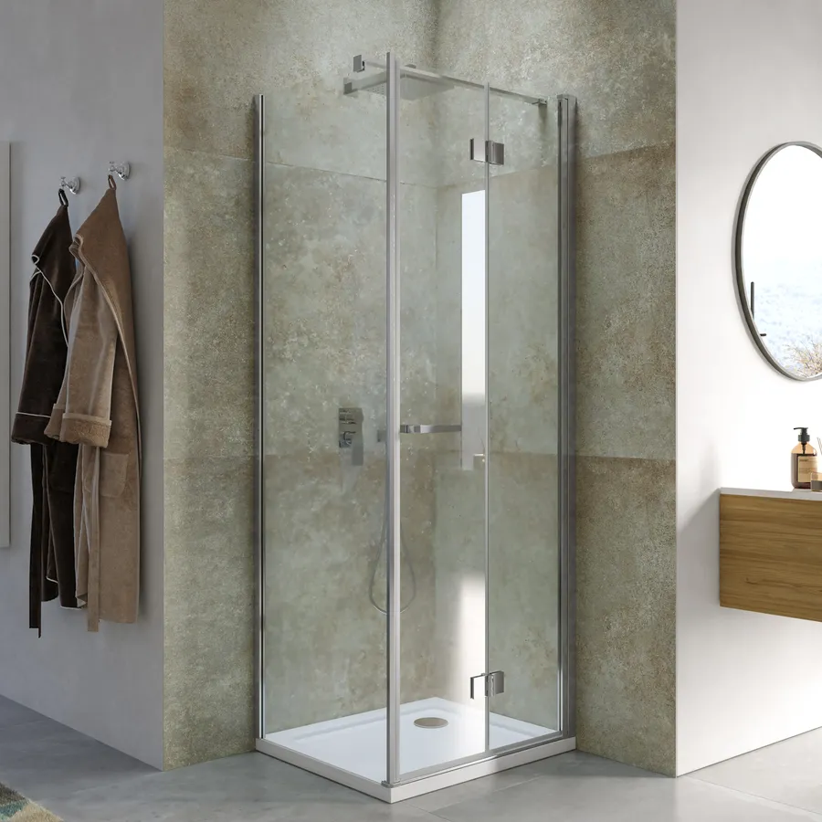 Box Doccia 75x40 Cm H190 Trasparente Modello Flip Anta + Fisso - Made In Italy - Foto 3