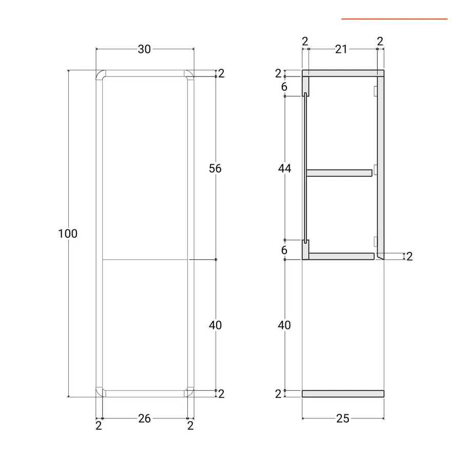 Colonna bagno sospesa 30x22 con vani a giorno