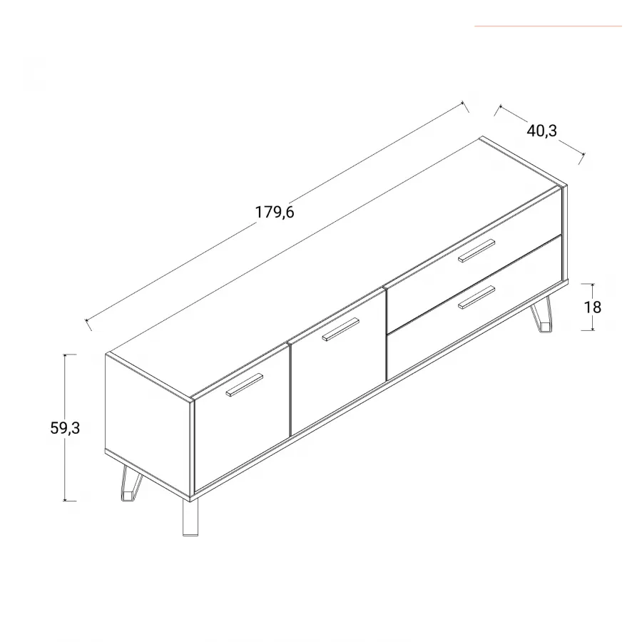 Mobile TV Azkoeesy 180 Cm Con Venature Legno - 5 Ante E 2 Ripiani Aperti - Ampio Storage, Stabile E Moderno Per Soggiorno - 2