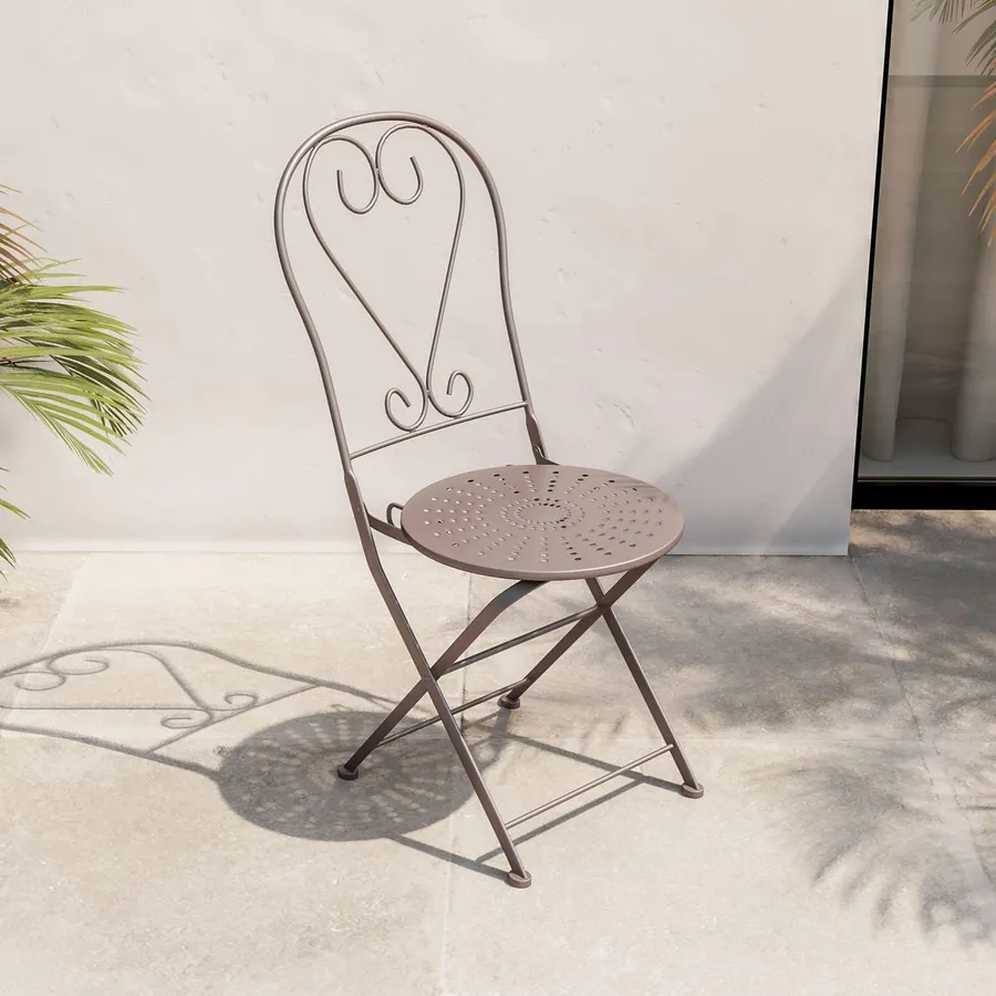 Sedia da giardino pieghevole in metallo tortora - Loren