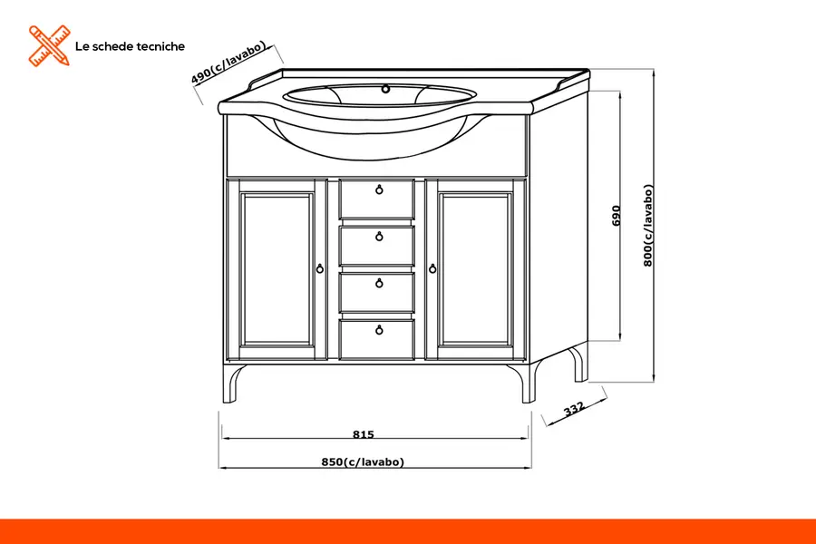 Mobile bagno 85cm decapè bianco lavabo in ceramica e specchiera con  applique e pensile