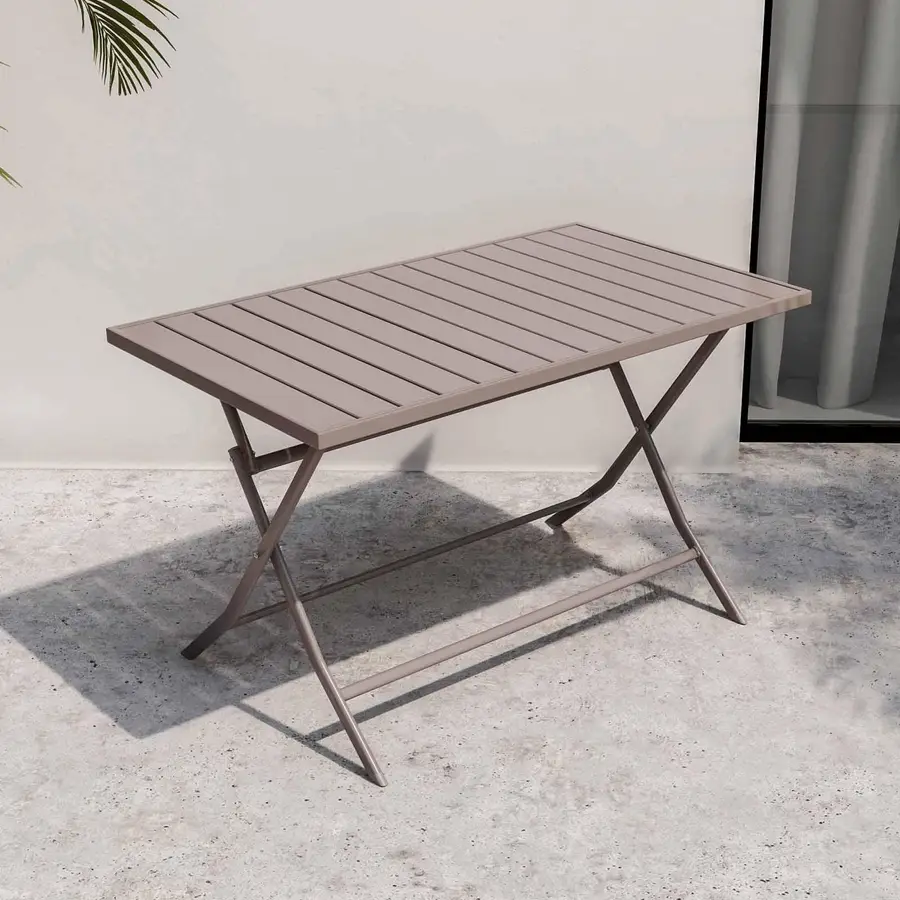 Tavolo da giardino 120x70 cm pieghevole in alluminio tortora - Fuego
