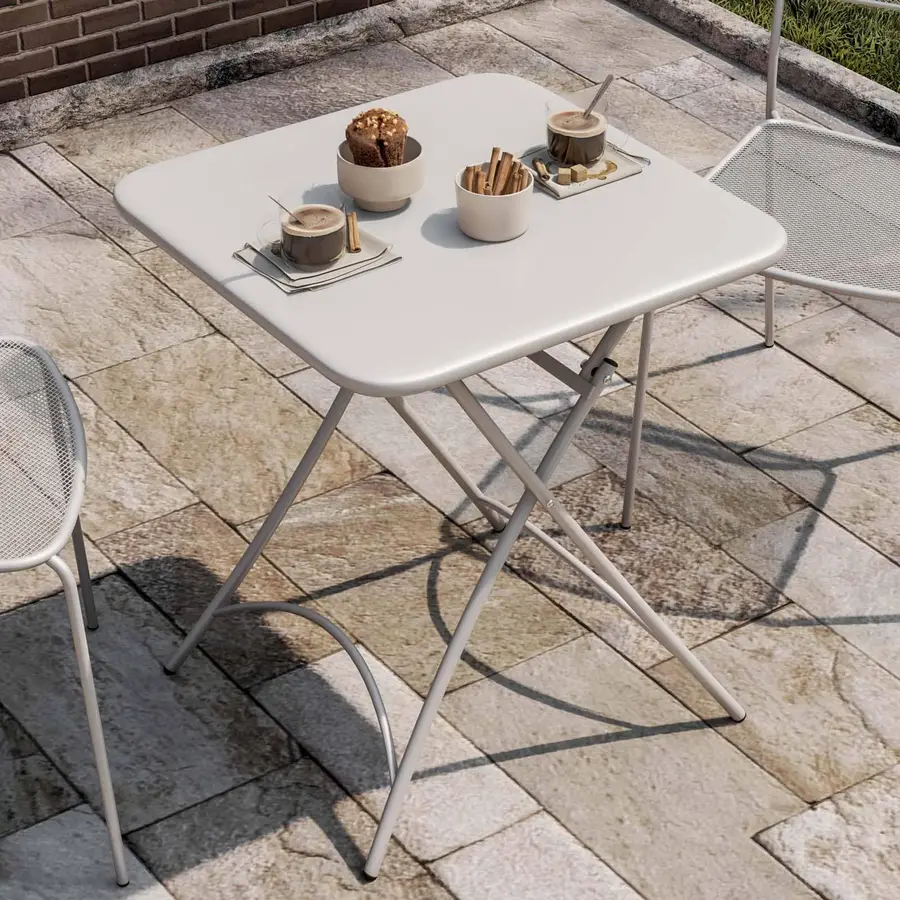 Tavolo richiudibile 60x60 cm in acciaio grigio ghiaccio - Faber