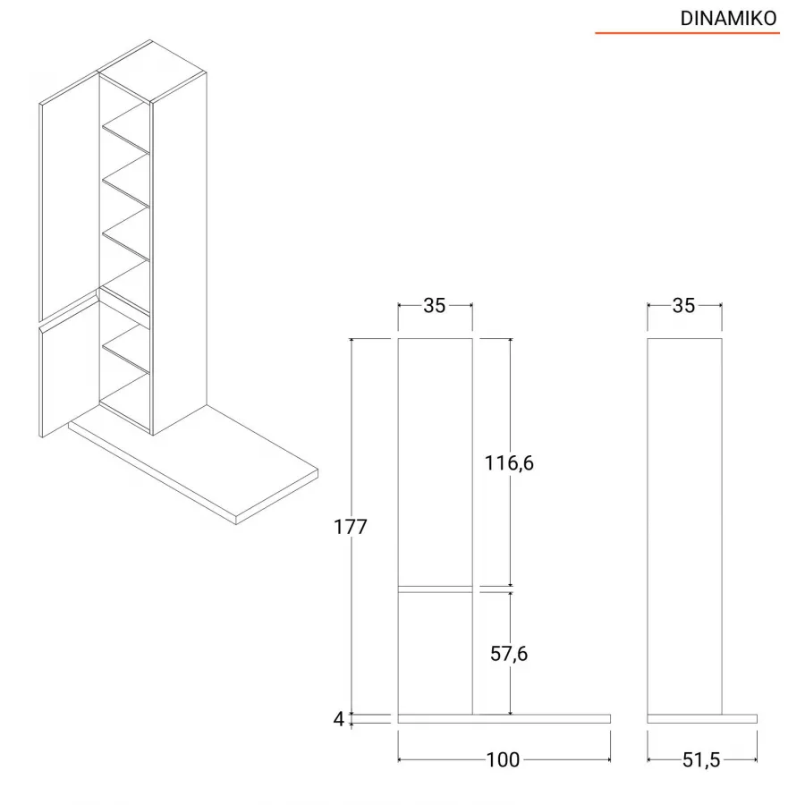 Mobile bagno sospeso 120 cm profondo 51,5 cm eucalipto colonna dx e  specchio - Dinamiko