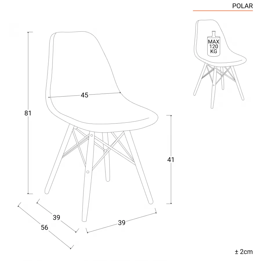 Sedia colore giallo gambe in legno con rete metallica - Polar