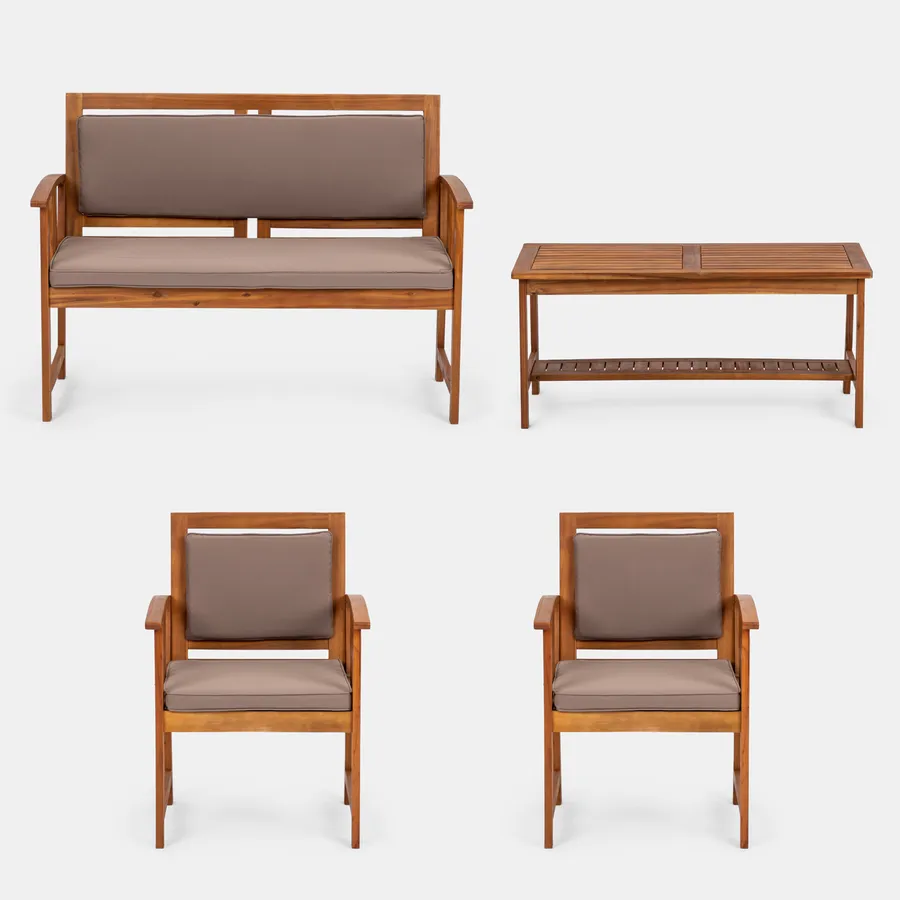 vidaXL Set da Giardino 5 pz con Cuscini 100x60 cm Legno di