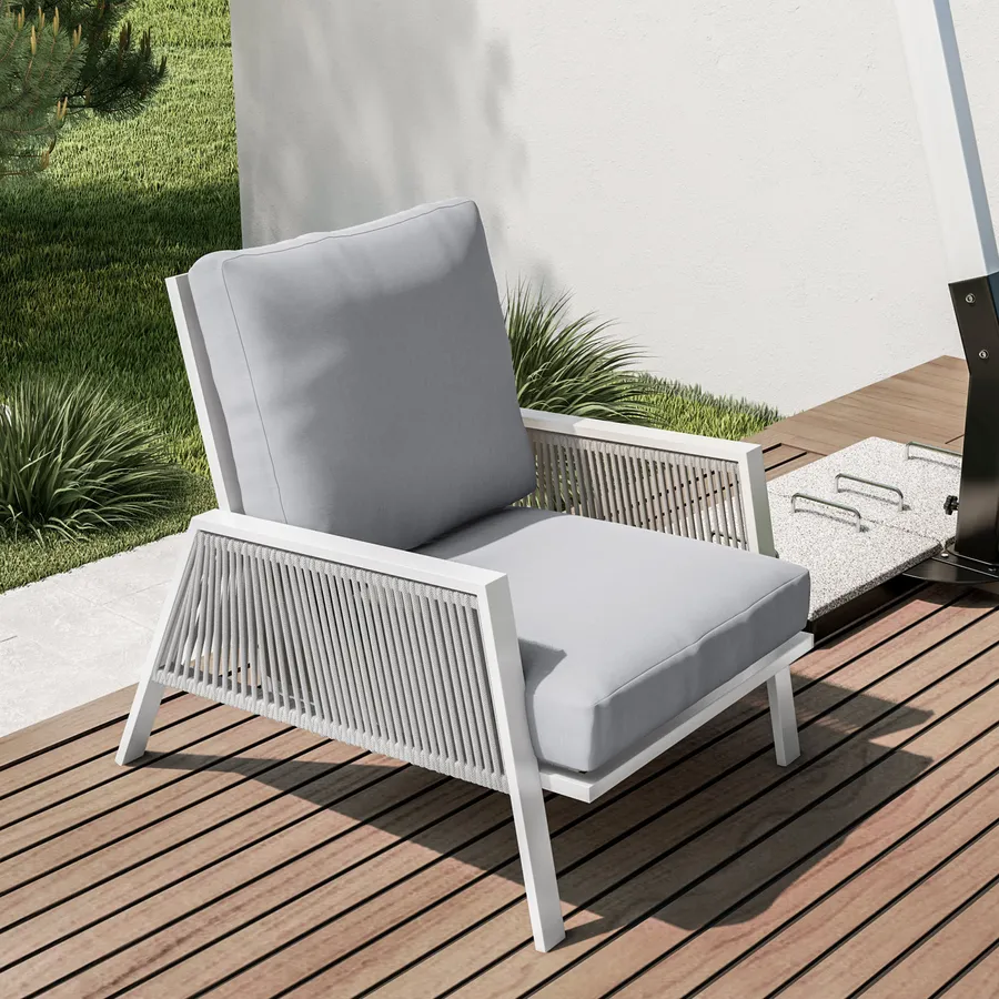 Set 4 Cuscini Da Esterno Detex Sydney 41x37cm - Grigio Chiaro Idrorepellenti - Foto 13