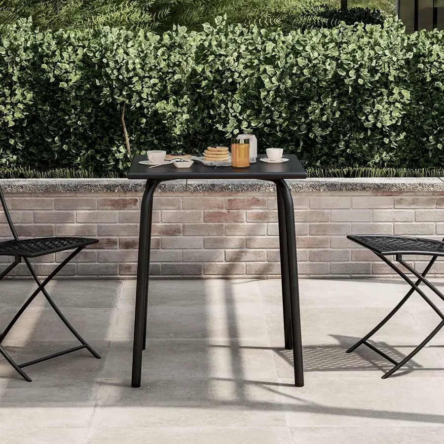 Tavolo da giardino 60x60 cm in metallo nero - Dama