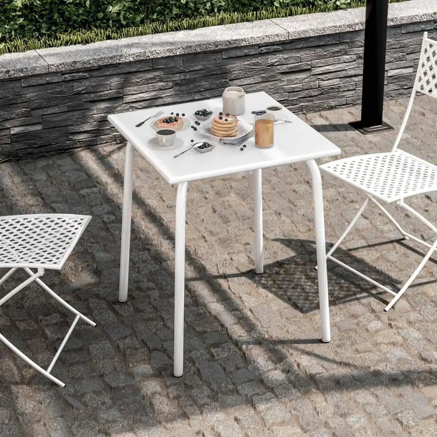 Tavolo da giardino 60x60 cm in metallo bianco - Dama