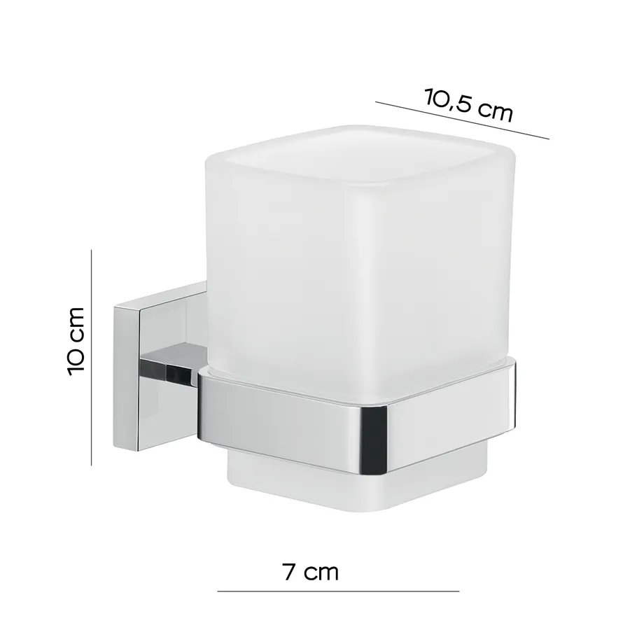 JASSFERRY Portaspazzolino Da Parete In Vetro Smerigliato Nero - Organizer Bagno Con Bicchiere Rimovibile
