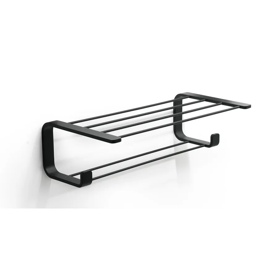 Portarotolo Gedy Pirenei Da Parete | Design In Ottone E Cromall Nero | Porta Carta Igienico Con Viti Incluse 17.5x6.6x2.5 Cm
