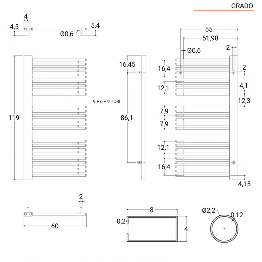 Sistema magnetico Ø 66 mm nero con gancio a L 