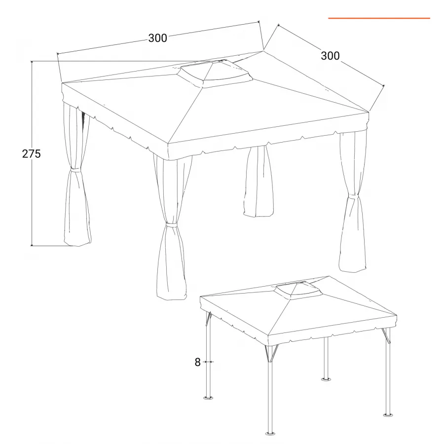 Gazebo 3x4 m in alluminio antracite con tende e telo ecrù - Bolt