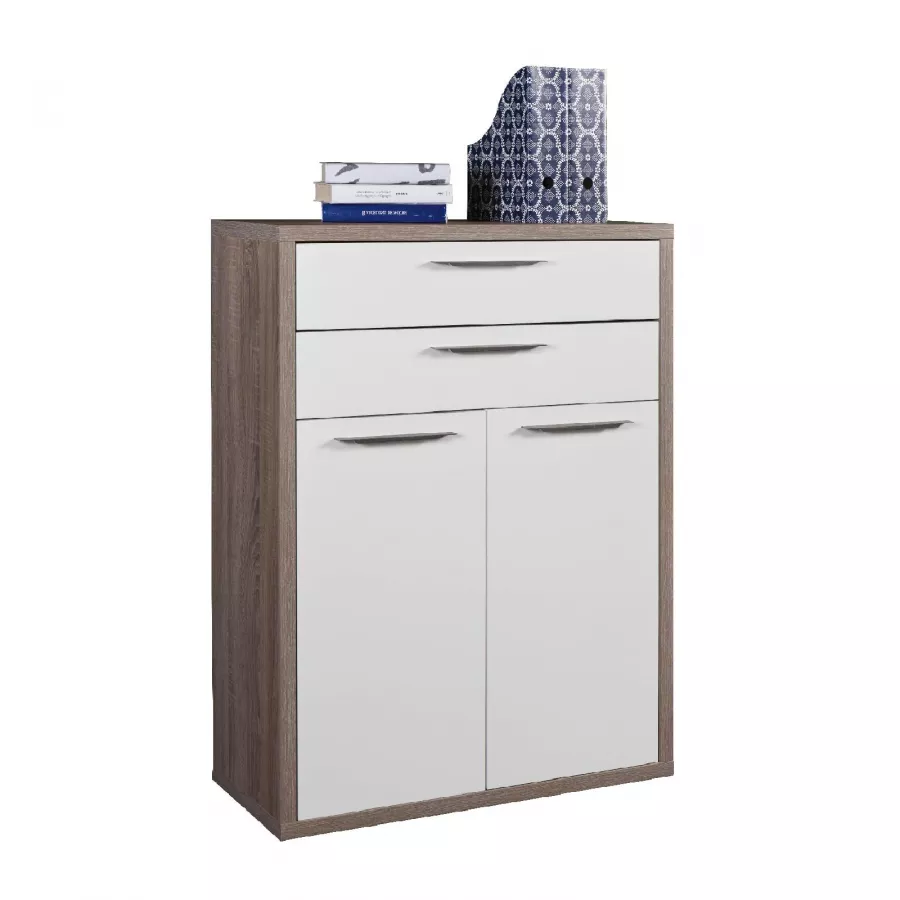 Libreria 82x217h cm bianco lucido con 4 ante e 2 cassetti - Homely office