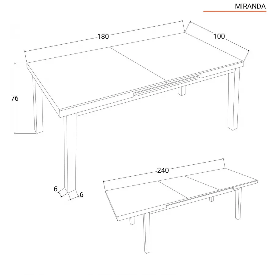 Oppy Home Tavolo allungabile da esterno STARMI in alluminio da  180(240.5)x100 cm