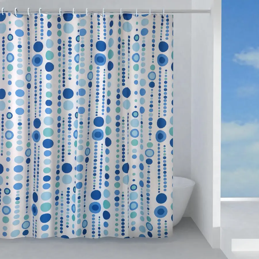 Tenda doccia in tessuto 180x200 cm fantasia geometrica blu - Frizz di Gedy
