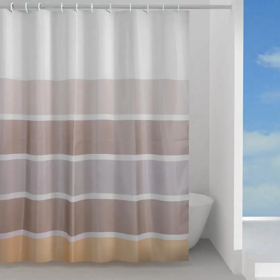 Tenda doccia in tessuto impermeabile a righe orizzontali 240x200