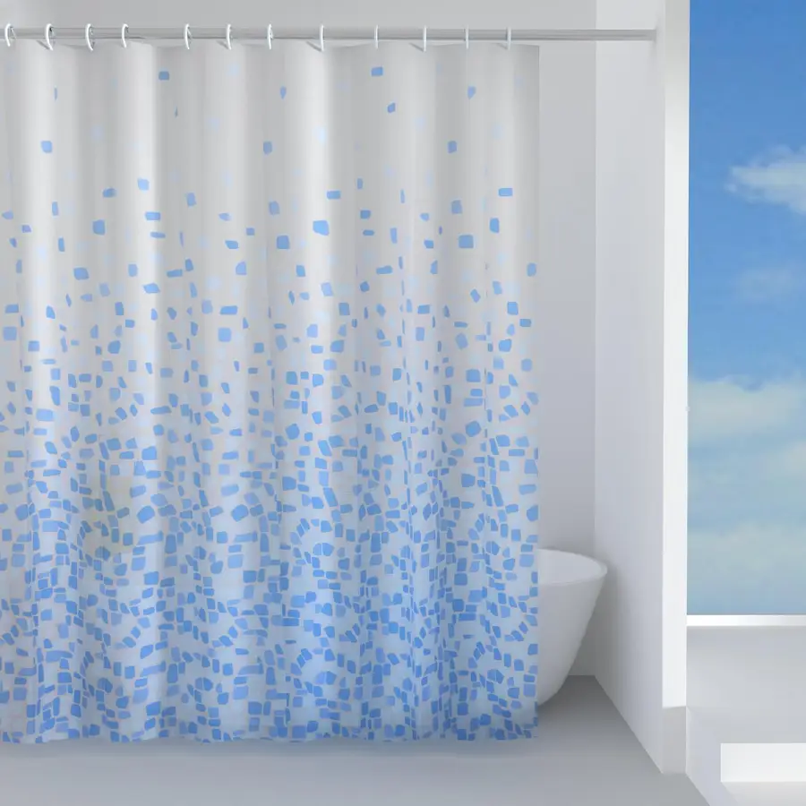 Tenda doccia o vasca in peva 240x200 cm bianca e azzurra - Frammenti di Gedy