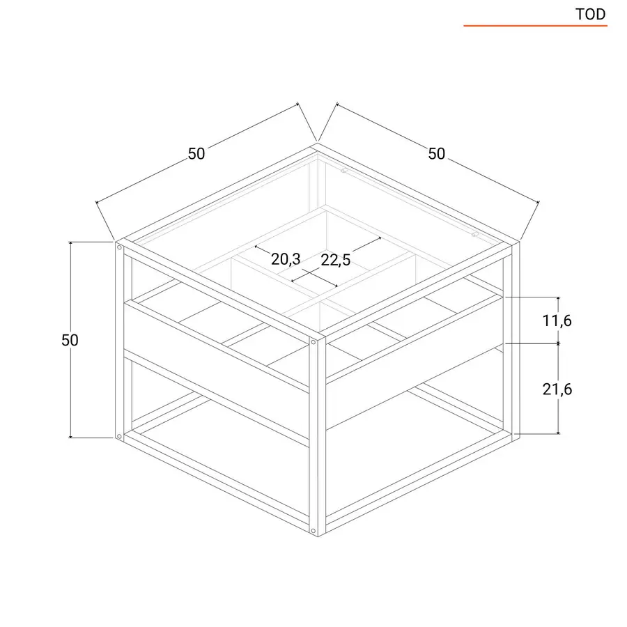 Ad trend Tavolo quadrato in ferro e vetro 39x39xh51 cm 74010 8021785740105