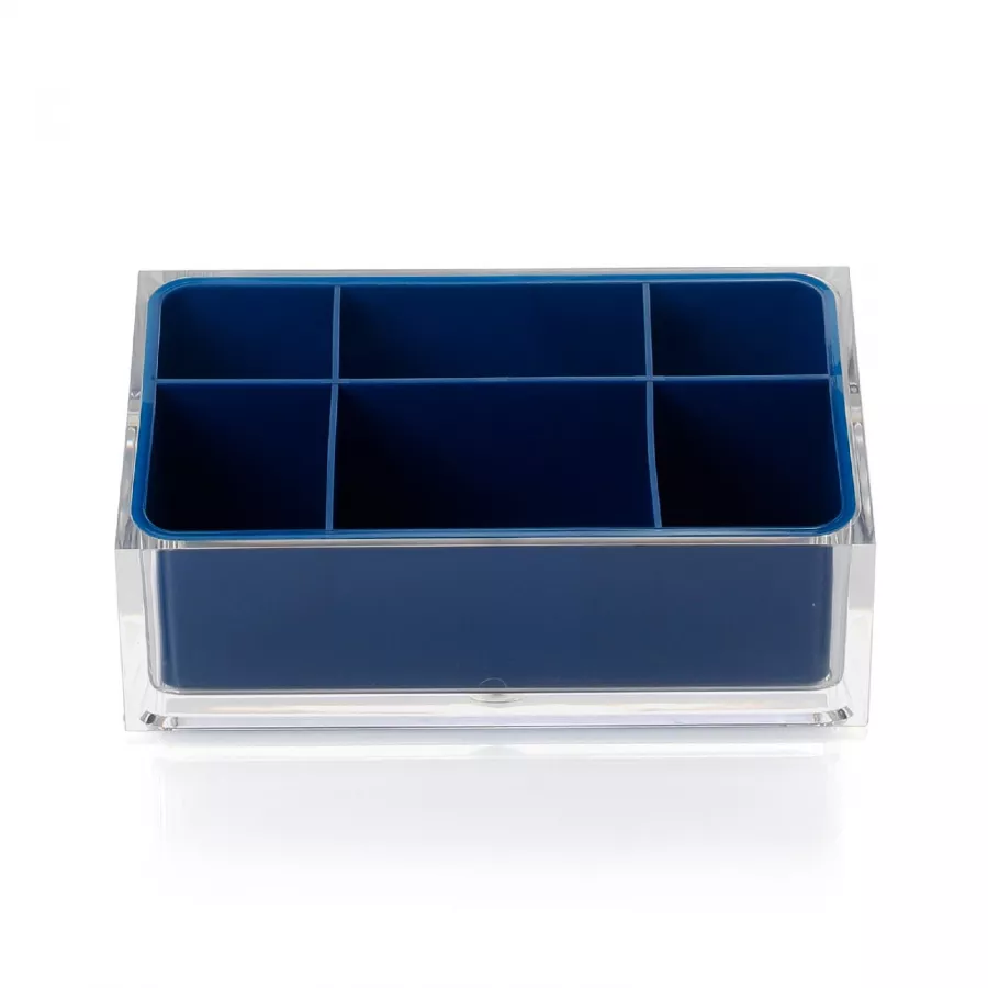 Organizer portatrucchi in resina blu 6 scomparti - Rainbow di Gedy