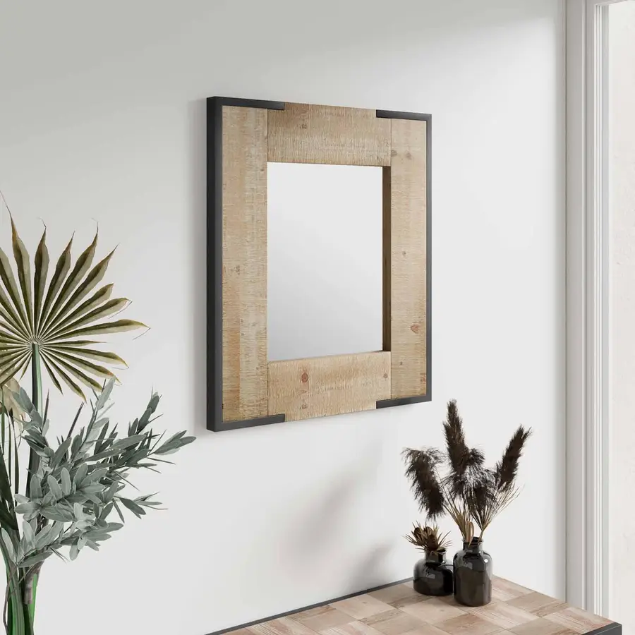 Specchio ondulato in legno di faggio marrone 100 x 70 cm - Broste Copenhagen