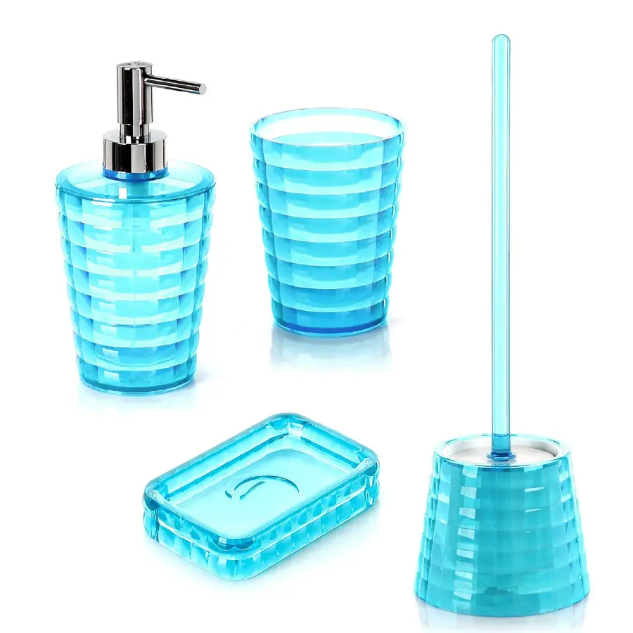 Set 4 accessori bagno appoggio in resina turchese trasparente - Flou di Gedy