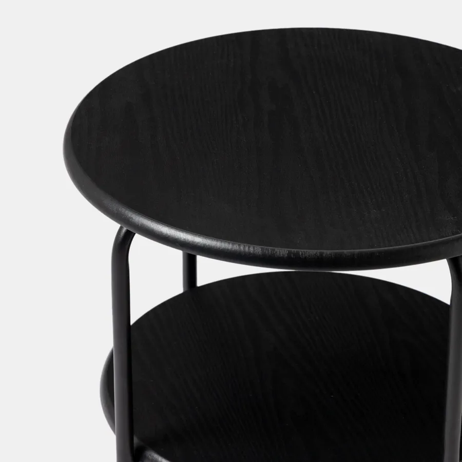 Kificet Tavolino Rotondo In Metallo Nero - Design Vintage, Diametro 30cm X Altezza 55cm, Facile Da Montare, Per Soggiorno, Camera Da Letto, Ufficio, Piccoli Spazi