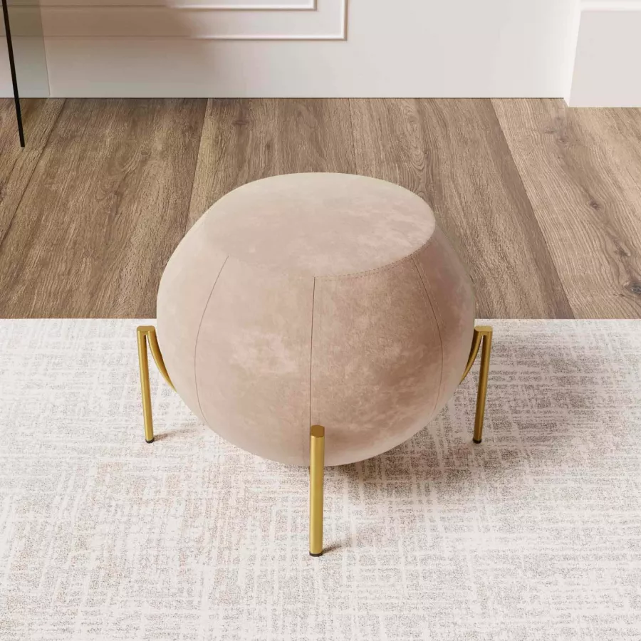 Pouf Decorativo Rotondo Imbottito e Rivestito in Velluto