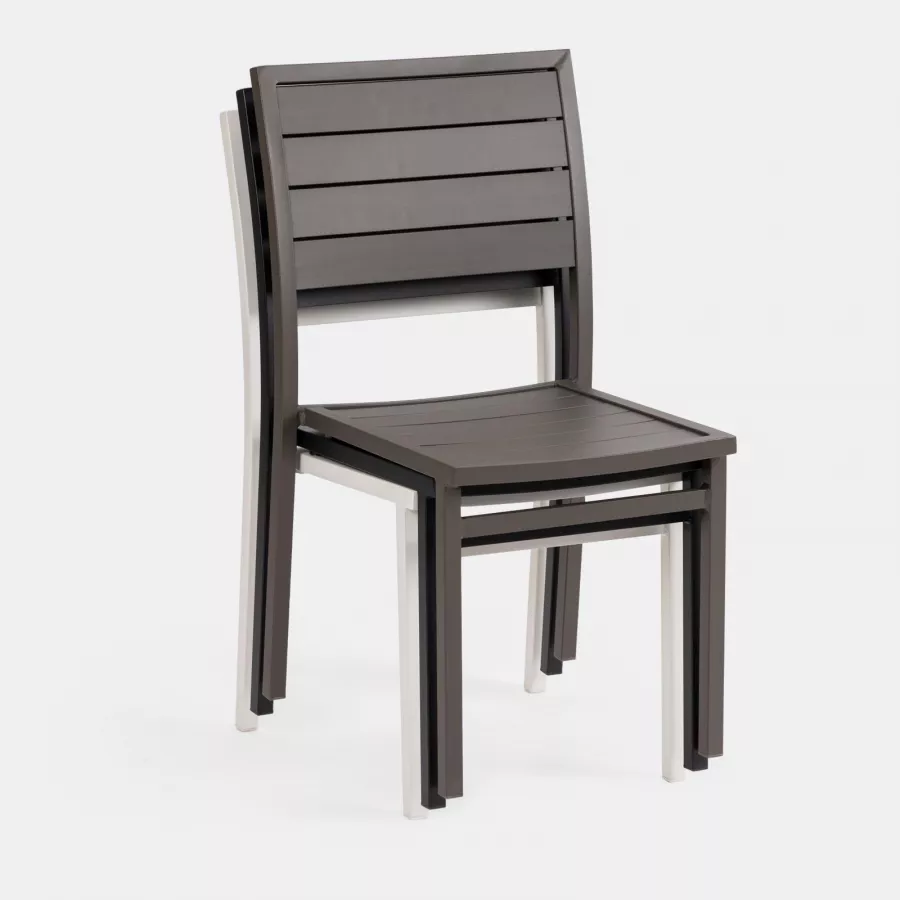 Set Tavolo E Sedie Da Giardino DEVOKO 4 Persone - Tavolo Allungabile 80-160cm, Sedie Impilabili, Grigio - Foto 4