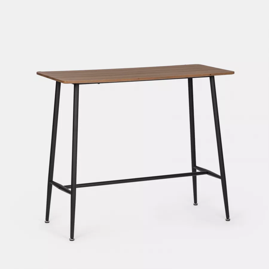 Tavolo alto 120x50 cm con piano rovere e struttura in metallo nero - Harvon
