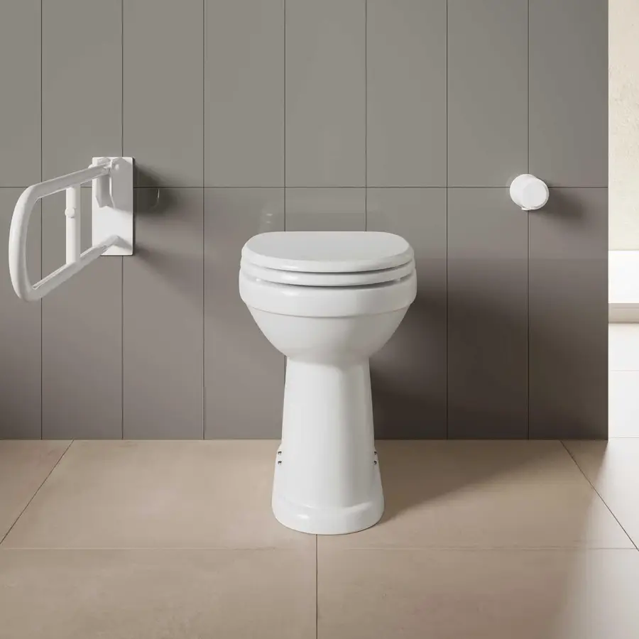 Vaso sospeso bagno accessibile in ceramica bianco copriwc