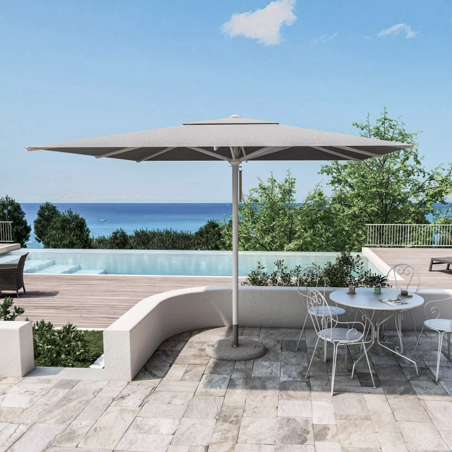 Milani Home - Ombrellone Da Giardino Quadrato 3x3 Metri, Palo Centrale In Alluminio, Telo In Poliestere Grigio Scuro. Perfetto Per Ristoranti, Bar E Terrazzi.