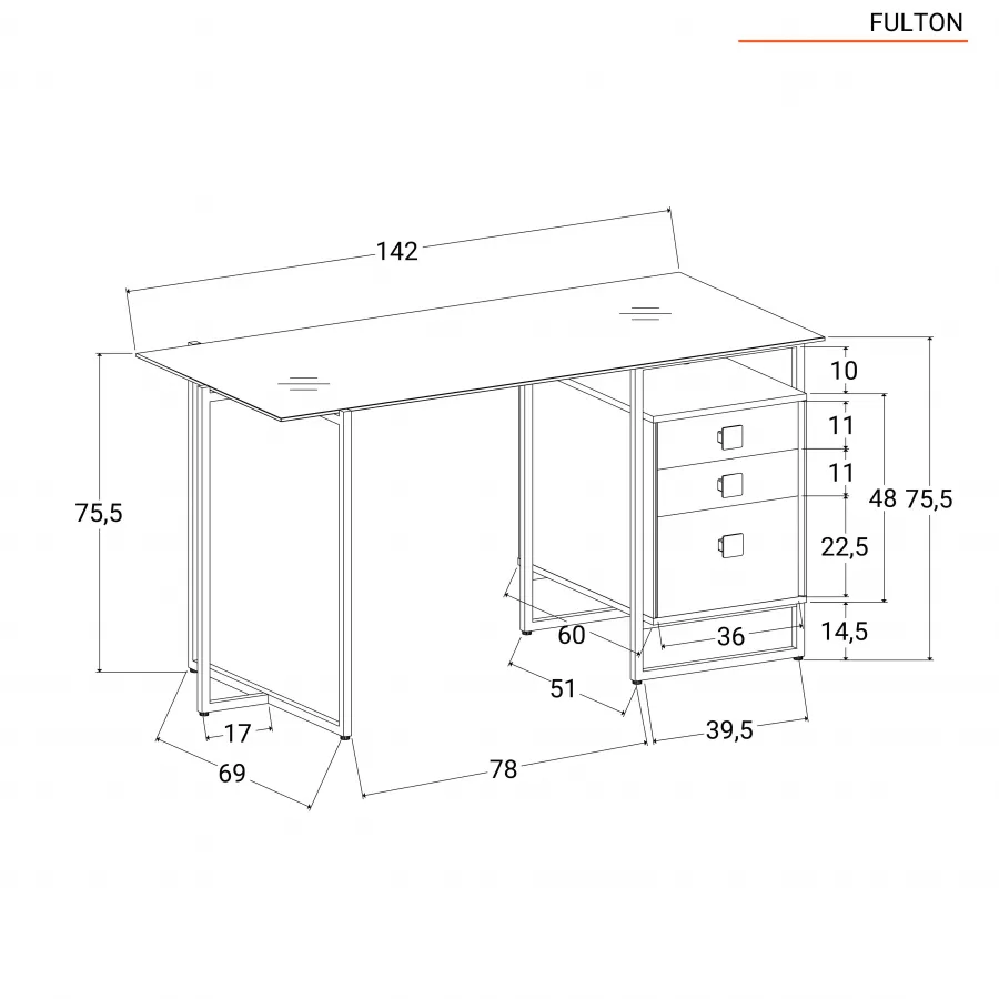 Libreria 80x160h cm in legno nero con profili in metallo dorato - Fulton